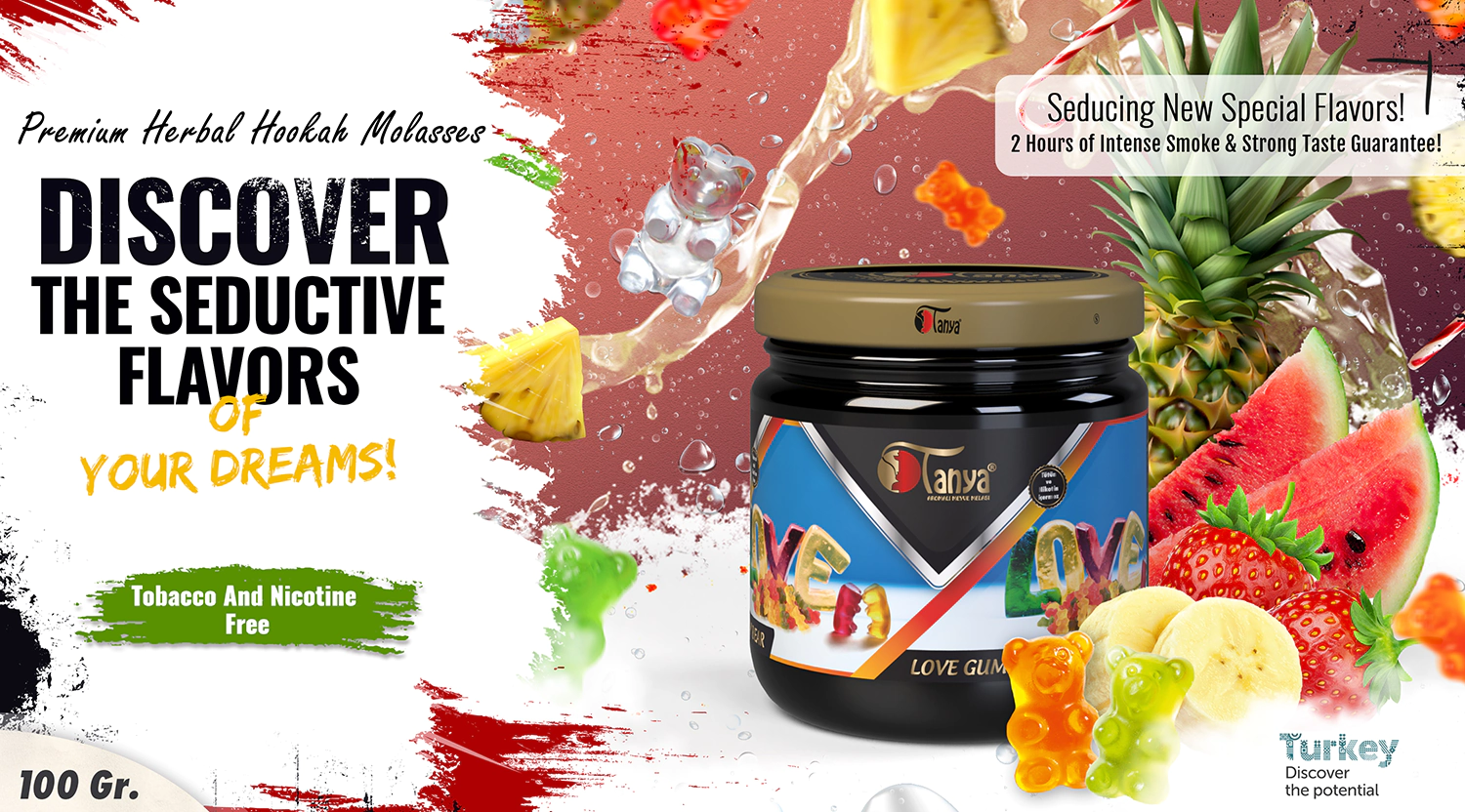 LOVE GUMMY BEAR Hookah Molasses 100Gr Tanya Herbal Hookah Flavors